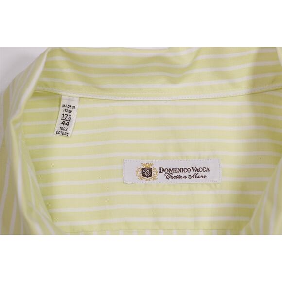 Domenico Vacca Lime Green White Short Sleeve Button Up Shirt (44) 17.5- - Picture 5 of 5